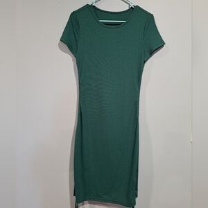 Green ribbed stretch dress